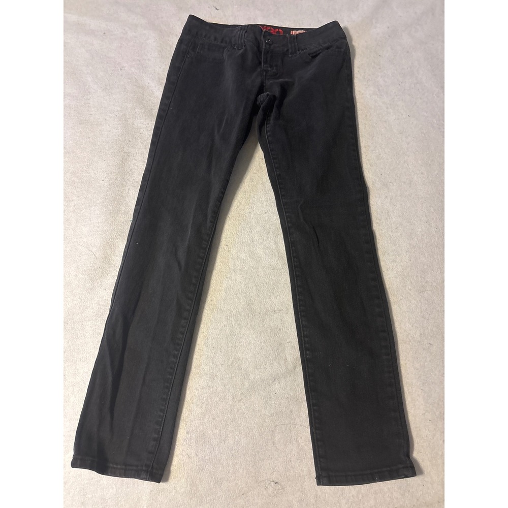 Bongo Fearless Ultra Skinny Jeans Black Low Rise Denim Pants Womens SZ 28x27.5